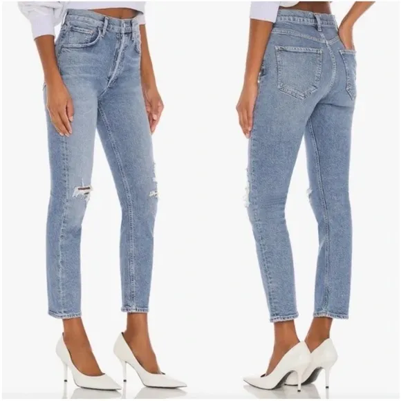 AGOLDE Riley High Rise Straight Crop Jeans Whiplash Wash - 32