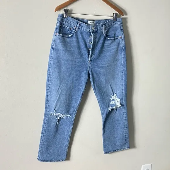 AGOLDE Riley High Rise Straight Crop Jeans Whiplash Wash - 32
