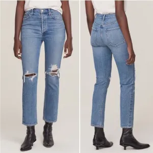 AGOLDE Riley High Rise Straight Crop Jeans Whiplash Wash - 32