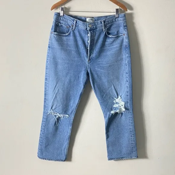 AGOLDE Riley High Rise Straight Crop Jeans Whiplash Wash - 32