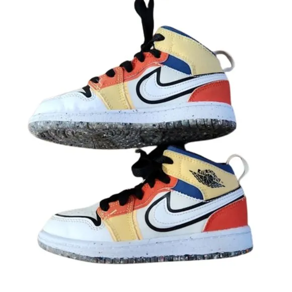 Air Jordan 1 Mid SE PS Multi-Color Canvas Sneakers, Little Kids Size 10.5