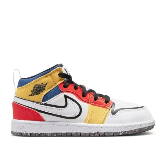 Air Jordan 1 Mid SE PS Multi-Color Canvas Sneakers, Little Kids Size 10.5