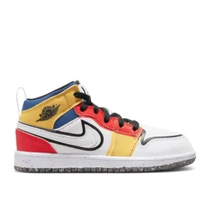 Air Jordan 1 Mid SE PS Multi-Color Canvas Sneakers, Little Kids Size 10.5