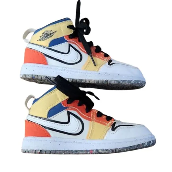 Air Jordan 1 Mid SE PS Multi-Color Canvas Sneakers, Little Kids Size 10.5