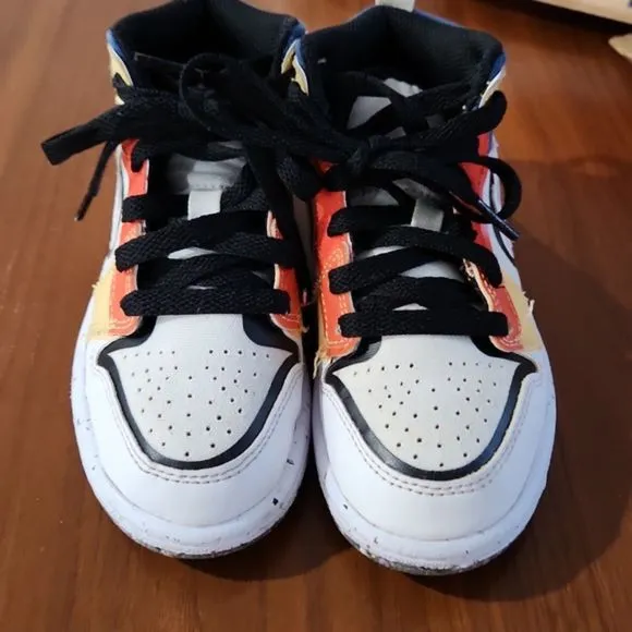 Air Jordan 1 Mid SE PS Multi-Color Canvas Sneakers, Little Kids Size 10.5