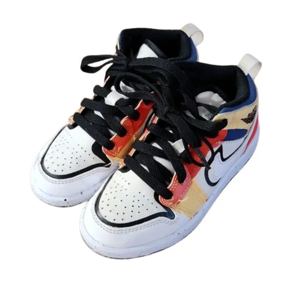 Air Jordan 1 Mid SE PS Multi-Color Canvas Sneakers, Little Kids Size 10.5