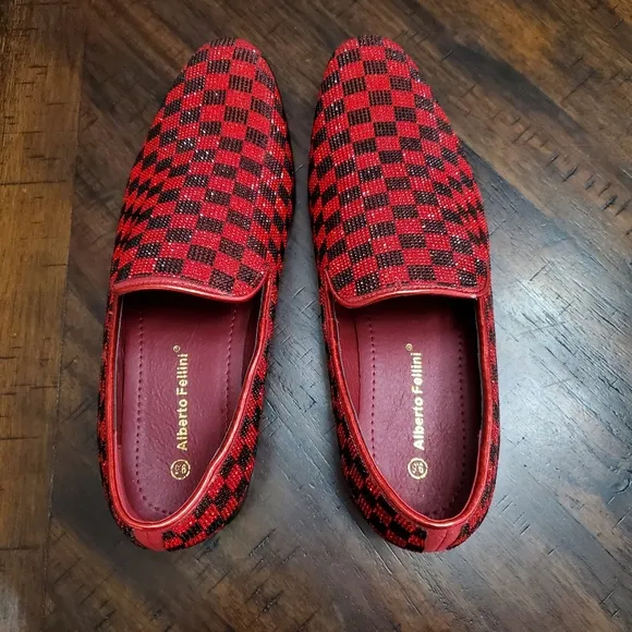 Albert Fellini Mens Slip On Rhinestone Loafers