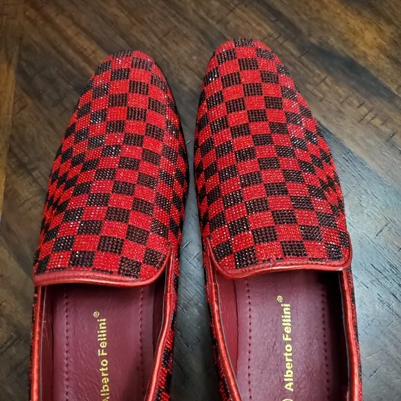 Albert Fellini Mens Slip On Rhinestone Loafers