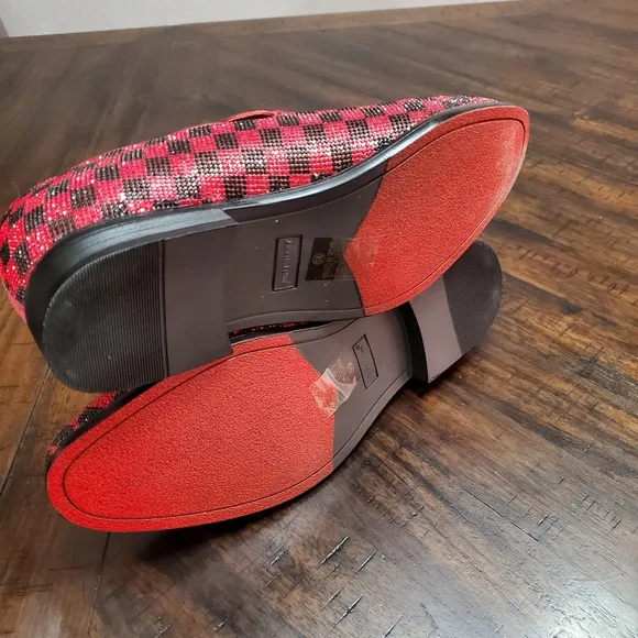 Albert Fellini Mens Slip On Rhinestone Loafers