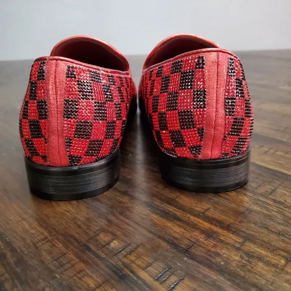 Albert Fellini Mens Slip On Rhinestone Loafers
