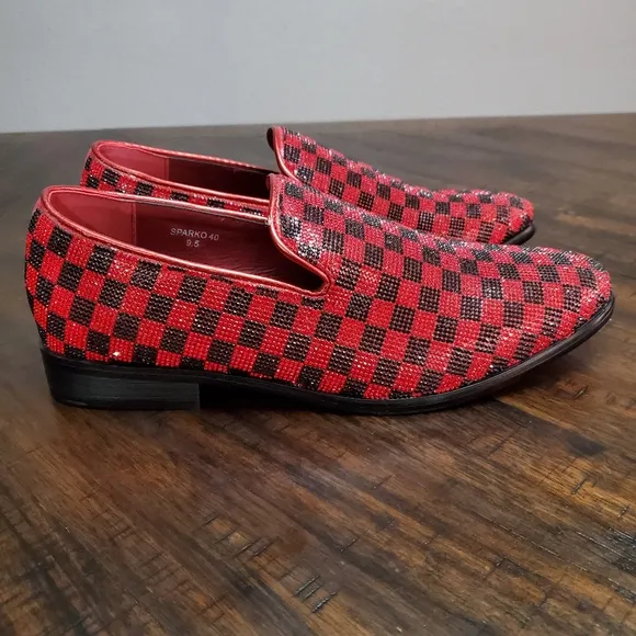 Albert Fellini Mens Slip On Rhinestone Loafers