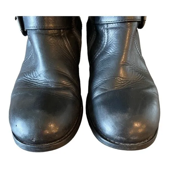 Alberto Fermani Rare Black Leather Buckle Hardware Nero Moto Riding Boot Sz 36.5