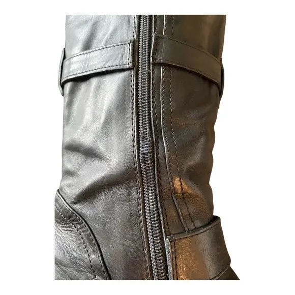 Alberto Fermani Rare Black Leather Buckle Hardware Nero Moto Riding Boot Sz 36.5