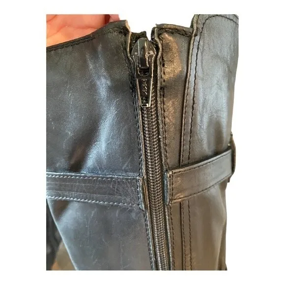 Alberto Fermani Rare Black Leather Buckle Hardware Nero Moto Riding Boot Sz 36.5