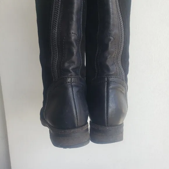 Alberto Fermani Riding Boots Black Suede Buckle back Zip Up size 7