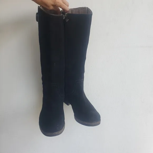 Alberto Fermani Riding Boots Black Suede Buckle back Zip Up size 7