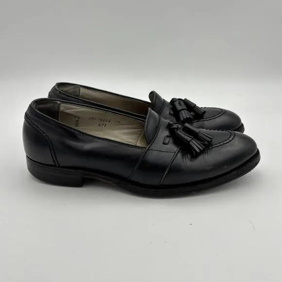Alden 691 Full Strap Tassel Slip On Black Calfskin Loafers Men's 8.5 B/D