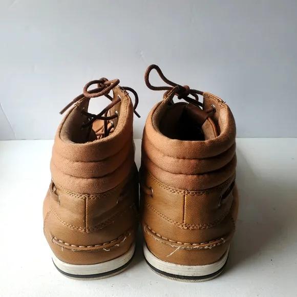 Aldo High Top Kunde-2 Fabric Canvas Moc-Toe Fashion Sneakers. Carmel Color, 13.