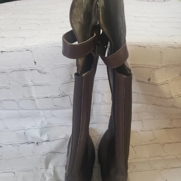 Aldo Tall Riding Boots Brown Leather Zippered Pull On Womens Size 37 US Size 6.5