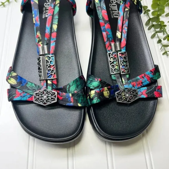 Alegria Colorful Roz Vegan Strappy Sandals Get Away Black Women's Size 39 or 9