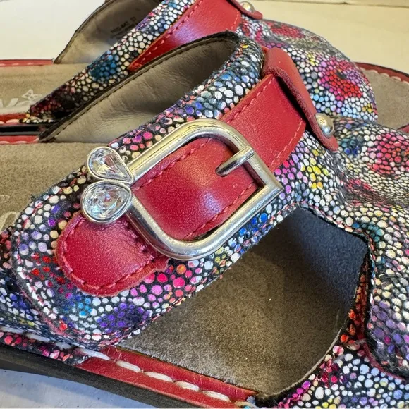 Alegria Peg-447 Red Floral Sandals Comfort Shoes SIZE 7 EUR 37