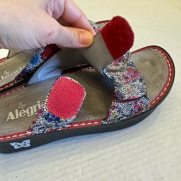 Alegria Peg-447 Red Floral Sandals Comfort Shoes SIZE 7 EUR 37