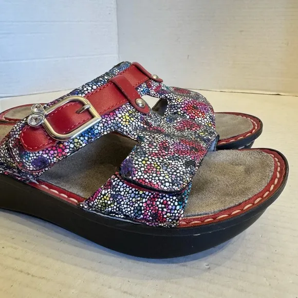 Alegria Peg-447 Red Floral Sandals Comfort Shoes SIZE 7 EUR 37