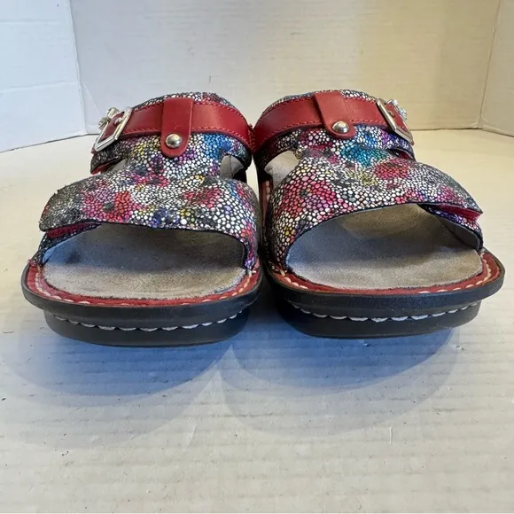 Alegria Peg-447 Red Floral Sandals Comfort Shoes SIZE 7 EUR 37