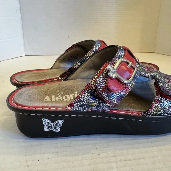 Alegria Peg-447 Red Floral Sandals Comfort Shoes SIZE 7 EUR 37