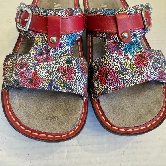 Alegria Peg-447 Red Floral Sandals Comfort Shoes SIZE 7 EUR 37