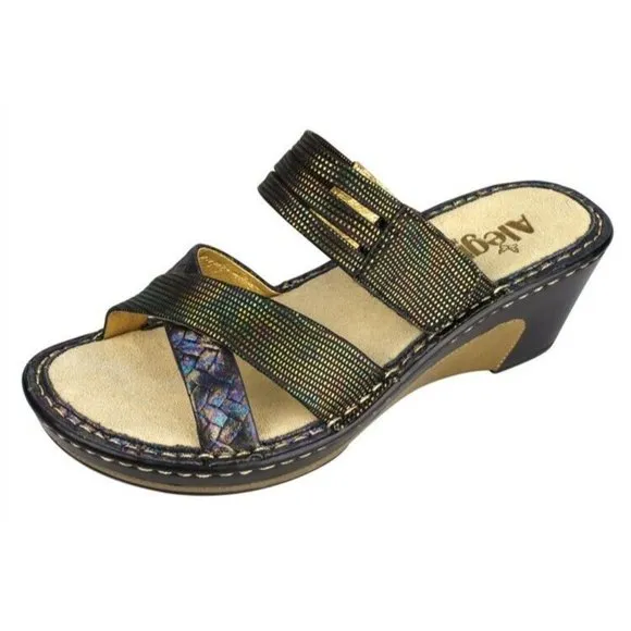 Alegria Sandals Leila Braidy  Rainbow Wedge Heel