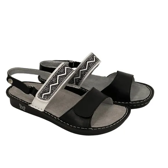 Alegria Verona White &amp; Black Strappy Wedge Sandals Size 41