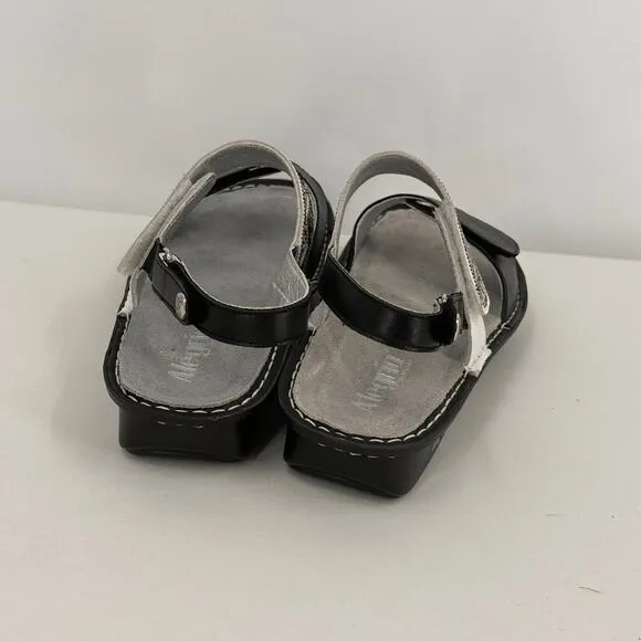Alegria Verona White &amp; Black Strappy Wedge Sandals Size 41