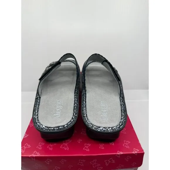 Alegria Womens Leather Pewter Lace Two Strap Sandals Size 11.5-12W Comfort NIB