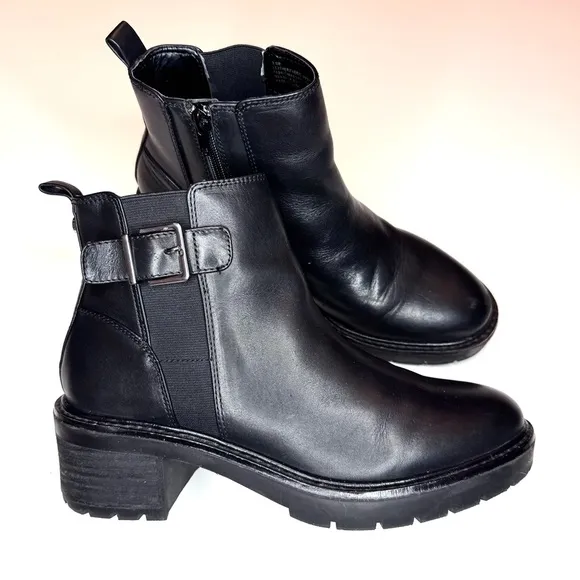 Alex Marie Women’s Black Leather Casual Ankle Boots Size- 9.5