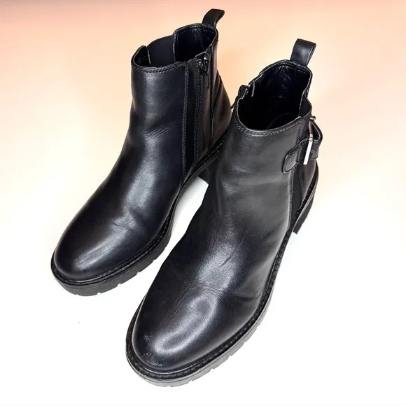 Alex Marie Women’s Black Leather Casual Ankle Boots Size- 9.5