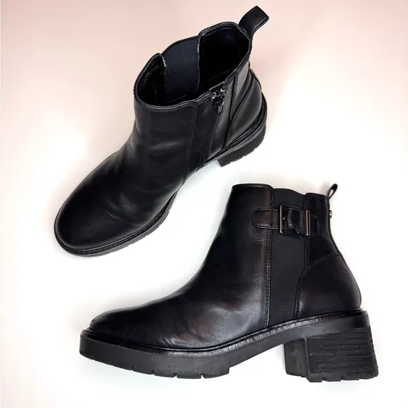 Alex Marie Women’s Black Leather Casual Ankle Boots Size- 9.5