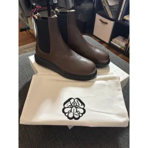 Alexander McQueen Brown Leather Hybrid Chelsea Boots Size 43 E 604234