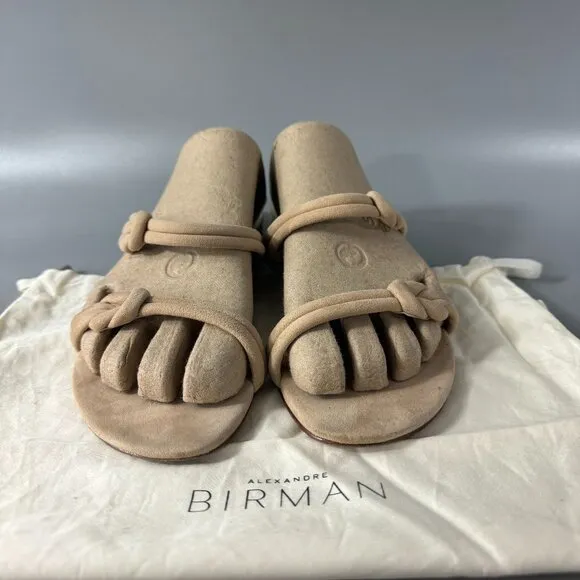 Alexandre Birman Nude Suede Strappy Sandals, Size 39