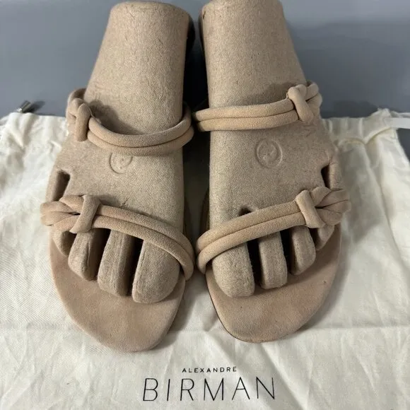 Alexandre Birman Nude Suede Strappy Sandals, Size 39