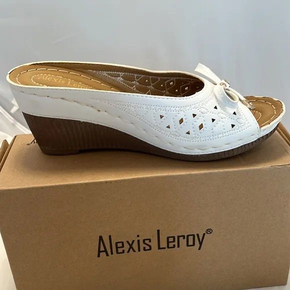 Alexis Leroy Women's Comfort Open Toe Slip on Wedge Sandals