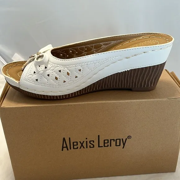 Alexis Leroy Women's Comfort Open Toe Slip on Wedge Sandals