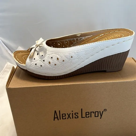 Alexis Leroy Women's Comfort Open Toe Slip on Wedge Sandals