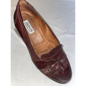 Alfani Italy Dress Loafers Men’s Size 11 W Brown Leather Tassels Block Heels