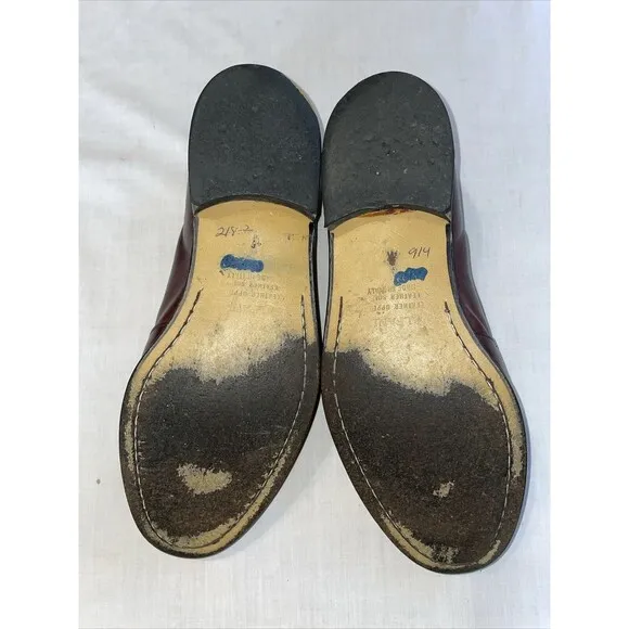 Alfani Italy Dress Loafers Men’s Size 11 W Brown Leather Tassels Block Heels