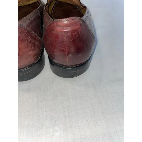 Alfani Italy Dress Loafers Men’s Size 11 W Brown Leather Tassels Block Heels