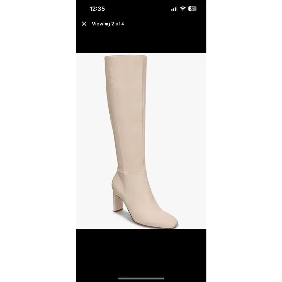 Alfani Womens Tristanne Zipper Tall Knee-High Boots | Bone Smooth | 10 New
