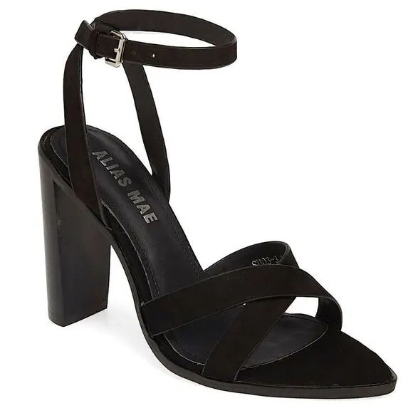 Alias Mae Sonny Leather Block Heel Sandals Black
