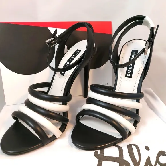 Alice Olivia black/white Thalia sandals sz 8