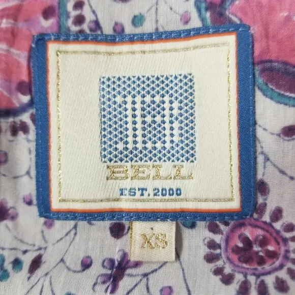 Alicia Bell Kylie Long Sleeve Mini Dress Pink Purple Paisley Print Boho Beachy